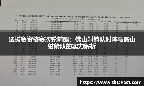 选拔赛资格赛次轮前瞻：佛山射箭队对阵马鞍山射箭队的实力解析